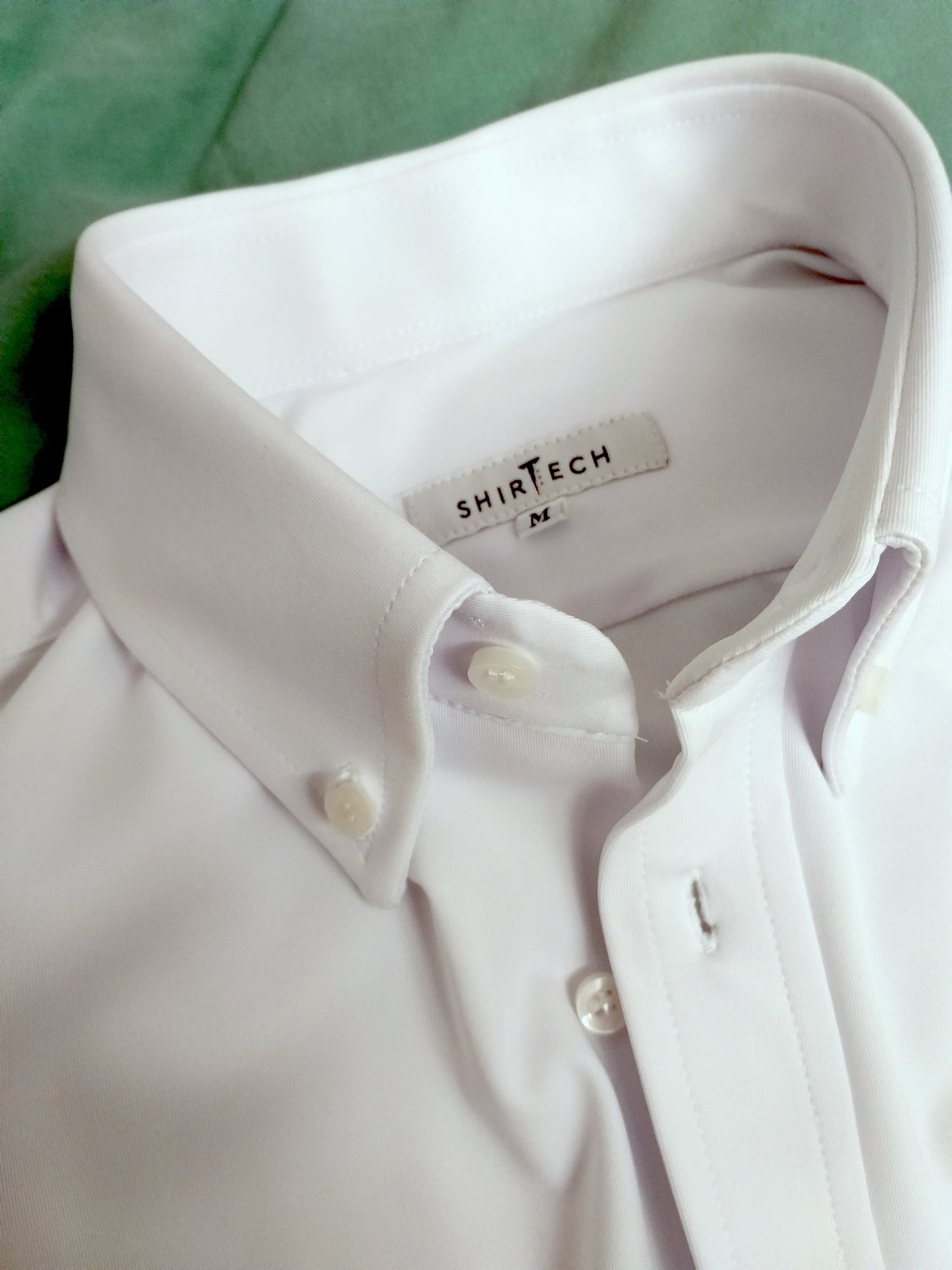 Camicia No Stiro Uomo - bianca, collo button-down