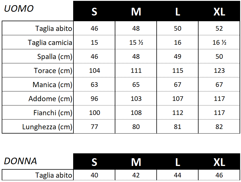 Taglie camicie numeri sale