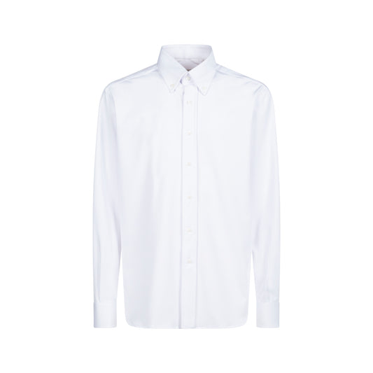 Camicia No Stiro Uomo - bianca, collo button-down